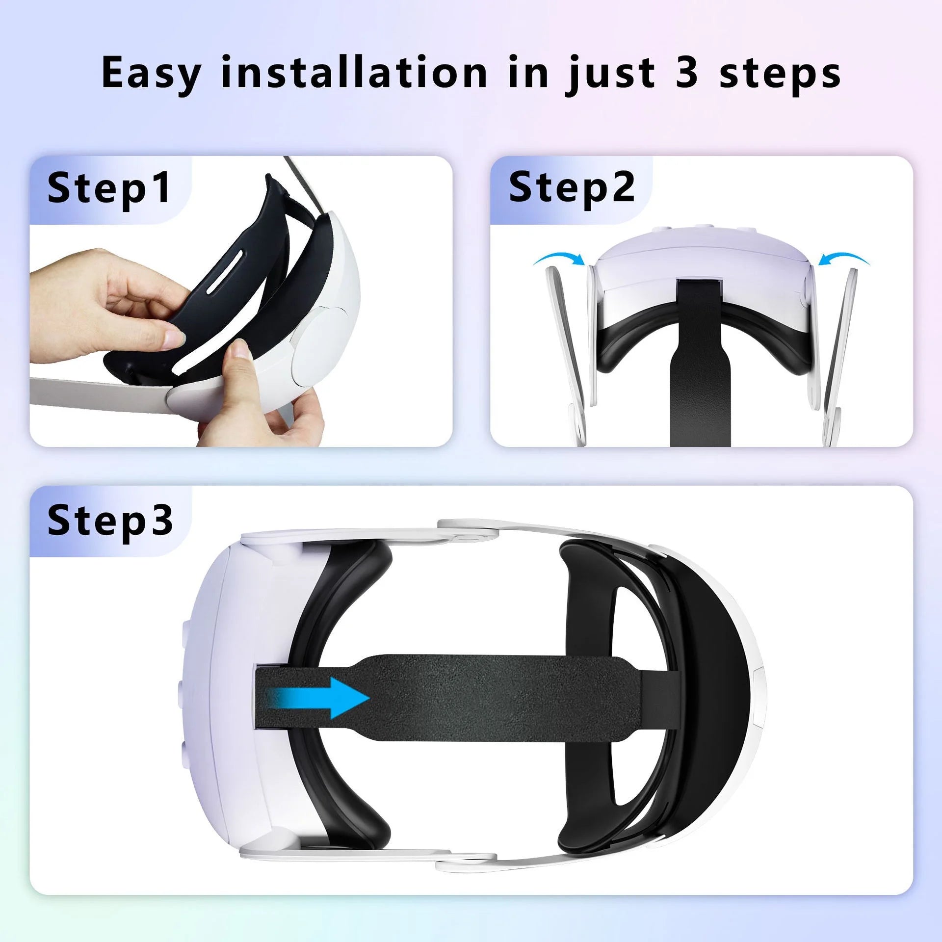 VR Head Support for Meta Oculus Quest 3 Headset Glasses - Comfortable, Replaceable, Adjustable Head Strap - VR Accessories for Enhanced Immersive Experience-White
