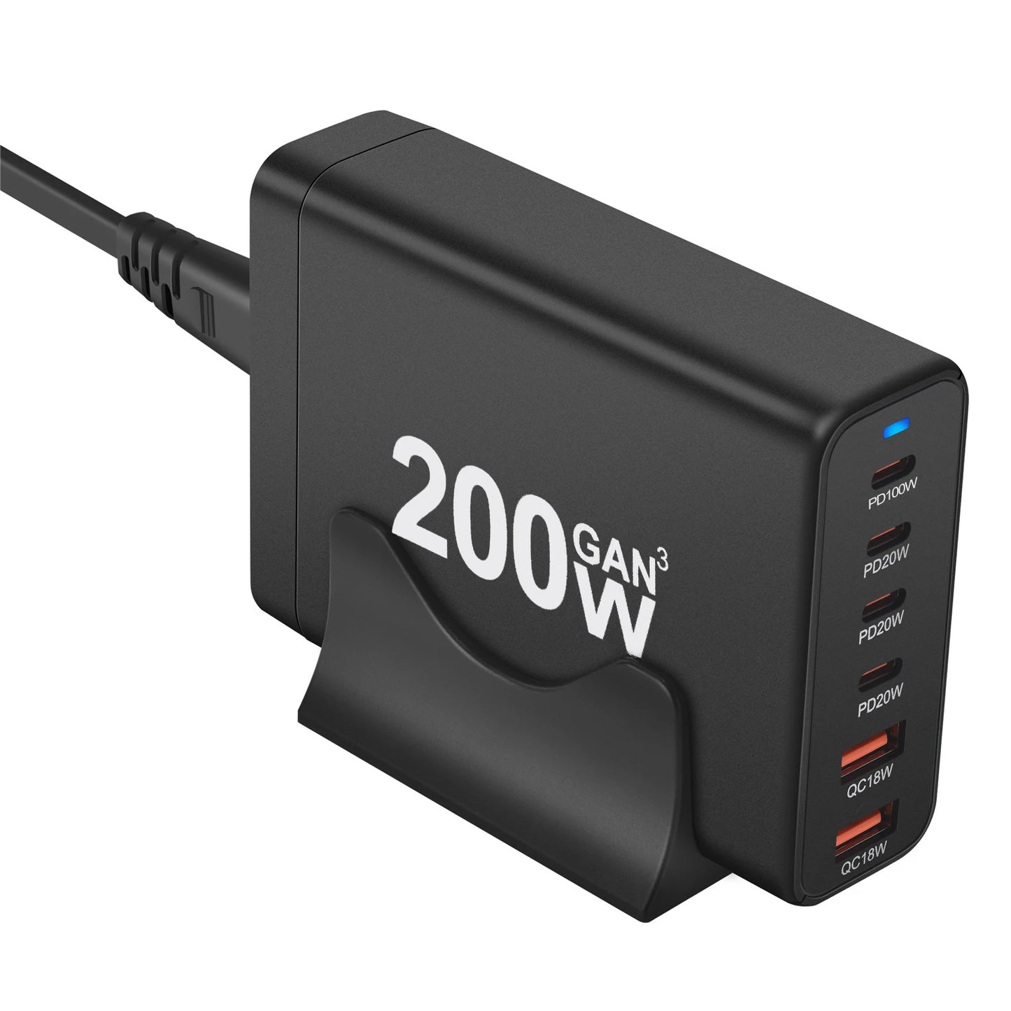 200W Gan Charger 6 Ports USB Type C PD Charger Quick Charge 3.0 USB Type C Quick Charger Mobile Phone USB Charger