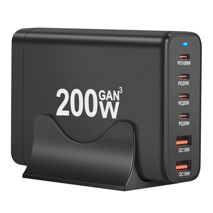 200W Gan Charger 6 Ports USB Type C PD Charger Quick Charge 3.0 USB Type C Quick Charger Mobile Phone USB Charger